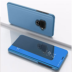 Handytasche Stand Schutzhülle Leder Rahmen Spiegel Tasche für Huawei Mate 30 Lite Blau