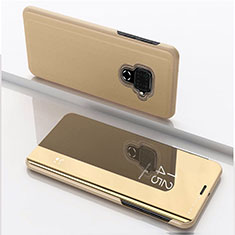 Handytasche Stand Schutzhülle Leder Rahmen Spiegel Tasche für Huawei Mate 30 Lite Gold