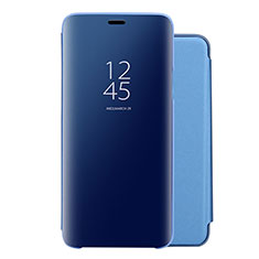 Handytasche Stand Schutzhülle Leder Rahmen Spiegel Tasche für Huawei Nova 5 Pro Blau