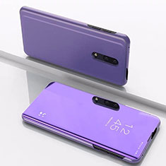 Handytasche Stand Schutzhülle Leder Rahmen Spiegel Tasche für OnePlus 7 Violett