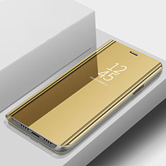 Handytasche Stand Schutzhülle Leder Rahmen Spiegel Tasche für Samsung Galaxy A9s Gold