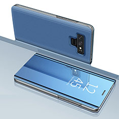 Handytasche Stand Schutzhülle Leder Rahmen Spiegel Tasche für Samsung Galaxy Note 9 Blau