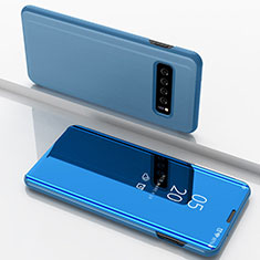 Handytasche Stand Schutzhülle Leder Rahmen Spiegel Tasche für Samsung Galaxy S10 Hellblau