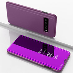 Handytasche Stand Schutzhülle Leder Rahmen Spiegel Tasche für Samsung Galaxy S10 Violett