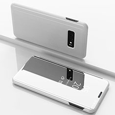 Handytasche Stand Schutzhülle Leder Rahmen Spiegel Tasche für Samsung Galaxy S10e Weiß