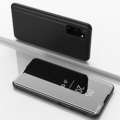 Handytasche Stand Schutzhülle Leder Rahmen Spiegel Tasche für Samsung Galaxy S20 5G Schwarz