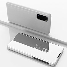 Handytasche Stand Schutzhülle Leder Rahmen Spiegel Tasche für Samsung Galaxy S20 5G Silber
