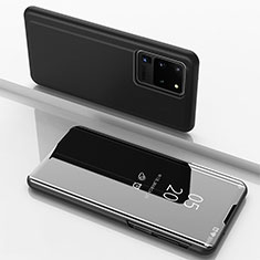 Handytasche Stand Schutzhülle Leder Rahmen Spiegel Tasche für Samsung Galaxy S20 Ultra 5G Schwarz