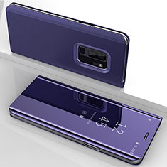 Handytasche Stand Schutzhülle Leder Rahmen Spiegel Tasche für Samsung Galaxy S9 Plus Violett