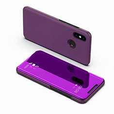 Handytasche Stand Schutzhülle Leder Rahmen Spiegel Tasche für Xiaomi Mi 8 Violett