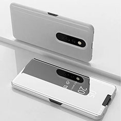 Handytasche Stand Schutzhülle Leder Rahmen Spiegel Tasche für Xiaomi Mi 9T Pro Weiß