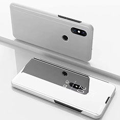Handytasche Stand Schutzhülle Leder Rahmen Spiegel Tasche für Xiaomi Mi Mix 3 Silber