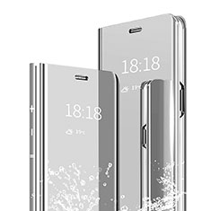Handytasche Stand Schutzhülle Leder Rahmen Spiegel Tasche für Xiaomi Redmi Note 7 Pro Silber