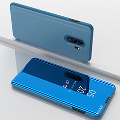 Handytasche Stand Schutzhülle Leder Rahmen Spiegel Tasche für Xiaomi Redmi Note 8 Pro Blau