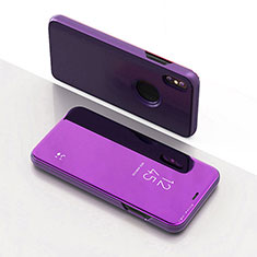 Handytasche Stand Schutzhülle Leder Rahmen Spiegel Tasche L02 für Apple iPhone Xs Violett