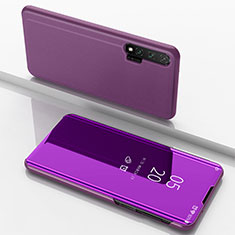 Handytasche Stand Schutzhülle Leder Rahmen Spiegel Tasche L02 für Huawei Nova 6 5G Violett