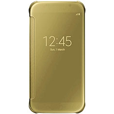 Handytasche Stand Schutzhülle Leder Rahmen Spiegel Tasche L02 für Samsung Galaxy S7 Edge G935F Gold