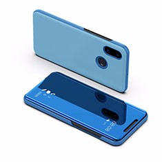 Handytasche Stand Schutzhülle Leder Rahmen Spiegel Tasche L02 für Xiaomi Mi Max 3 Hellblau