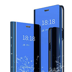 Handytasche Stand Schutzhülle Leder Rahmen Spiegel Tasche L04 für Huawei Mate 20 Pro Hellblau