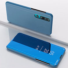 Handytasche Stand Schutzhülle Leder Rahmen Spiegel Tasche L04 für Xiaomi Mi 10 Blau