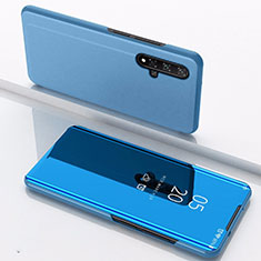 Handytasche Stand Schutzhülle Leder Rahmen Spiegel Tasche M01 für Huawei Honor 20S Blau