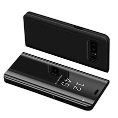 Handytasche Stand Schutzhülle Leder S01 für Samsung Galaxy Note 8 Duos N950F Schwarz