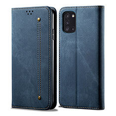 Handytasche Stand Schutzhülle Stoff B01S für Samsung Galaxy A31 Blau