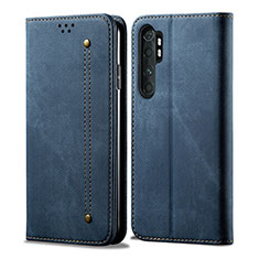 Handytasche Stand Schutzhülle Stoff B01S für Xiaomi Mi Note 10 Lite Blau