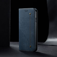 Handytasche Stand Schutzhülle Stoff B01S für Xiaomi Redmi 9T 4G Blau