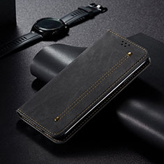 Handytasche Stand Schutzhülle Stoff B01S für Xiaomi Redmi Note 10T 5G Schwarz