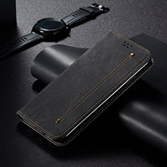Handytasche Stand Schutzhülle Stoff B01S für Xiaomi Redmi Note 13 Pro 5G Schwarz
