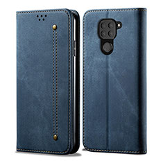 Handytasche Stand Schutzhülle Stoff B01S für Xiaomi Redmi Note 9 Blau