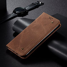 Handytasche Stand Schutzhülle Stoff B02S für Xiaomi Mi Note 10 Lite Braun