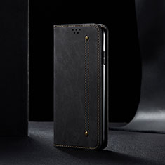 Handytasche Stand Schutzhülle Stoff B02S für Xiaomi Redmi 9C NFC Schwarz