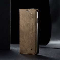 Handytasche Stand Schutzhülle Stoff B02S für Xiaomi Redmi Note 9 Kahki