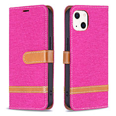 Handytasche Stand Schutzhülle Stoff für Apple iPhone 14 Plus Pink