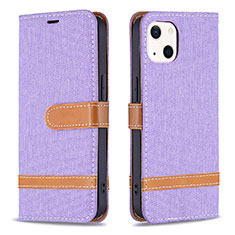 Handytasche Stand Schutzhülle Stoff für Apple iPhone 14 Plus Violett