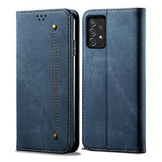 Handytasche Stand Schutzhülle Stoff für Samsung Galaxy A33 5G Blau