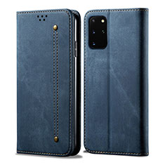 Handytasche Stand Schutzhülle Stoff für Samsung Galaxy S20 Plus Blau