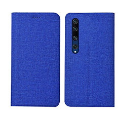 Handytasche Stand Schutzhülle Stoff für Xiaomi Mi 10 Blau