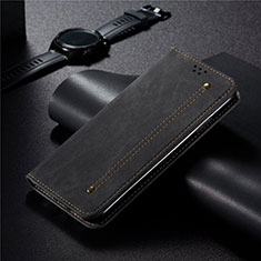 Handytasche Stand Schutzhülle Stoff für Xiaomi Redmi 10X 5G Schwarz