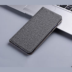 Handytasche Stand Schutzhülle Stoff H01 für Apple iPhone 14 Grau