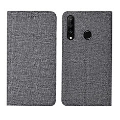 Handytasche Stand Schutzhülle Stoff H01 für Huawei P30 Lite New Edition Grau