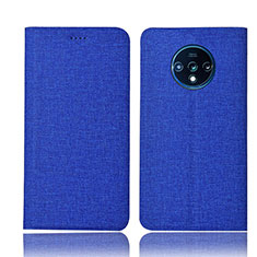 Handytasche Stand Schutzhülle Stoff H01 für OnePlus 7T Blau