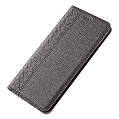 Handytasche Stand Schutzhülle Stoff H01 für Samsung Galaxy A70 Grau