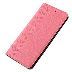 Handytasche Stand Schutzhülle Stoff H01 für Samsung Galaxy A70 Rosa