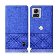 Handytasche Stand Schutzhülle Stoff H12P für Motorola Moto Edge X30 Pro 5G Blau