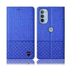 Handytasche Stand Schutzhülle Stoff H12P für Motorola Moto G41 Blau