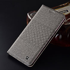 Handytasche Stand Schutzhülle Stoff H12P für Samsung Galaxy A51 4G Grau