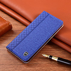 Handytasche Stand Schutzhülle Stoff H12P für Samsung Galaxy M21s Blau